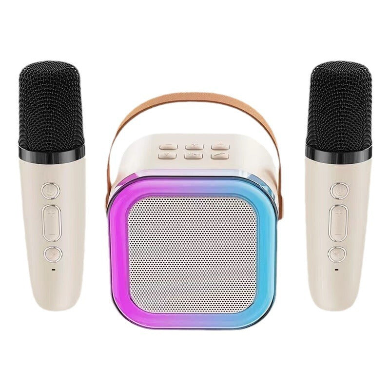 Compact Karaoke System with Dual Wireless Microphones