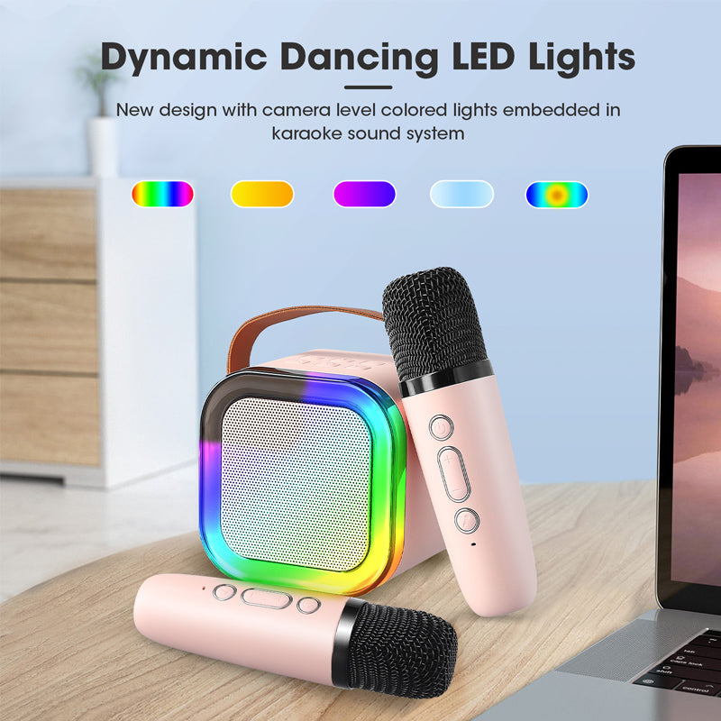Compact Karaoke System with Dual Wireless Microphones