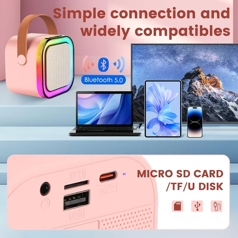 Compact Karaoke System with Dual Wireless Microphones