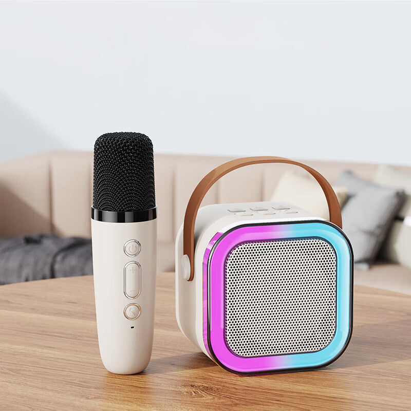 Compact Karaoke System with Dual Wireless Microphones