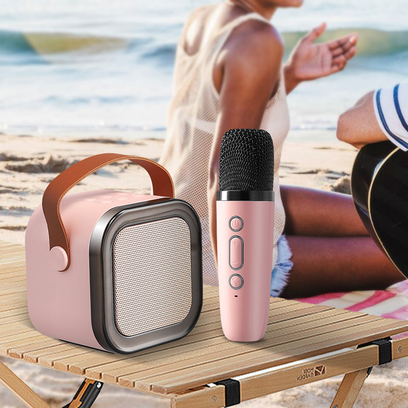 Compact Karaoke System with Dual Wireless Microphones