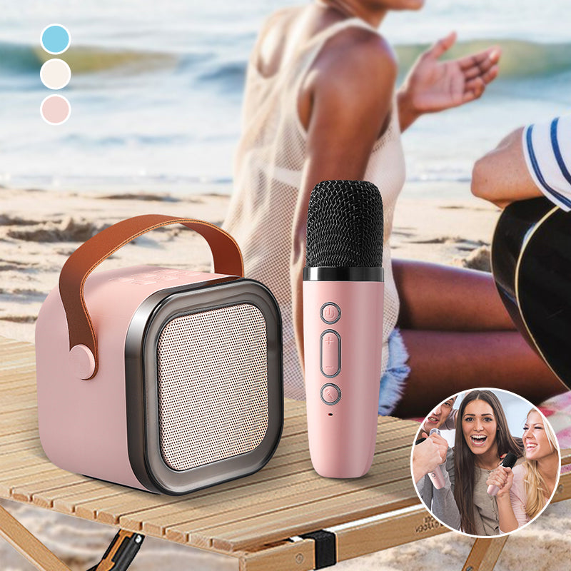 Compact Karaoke System with Dual Wireless Microphones