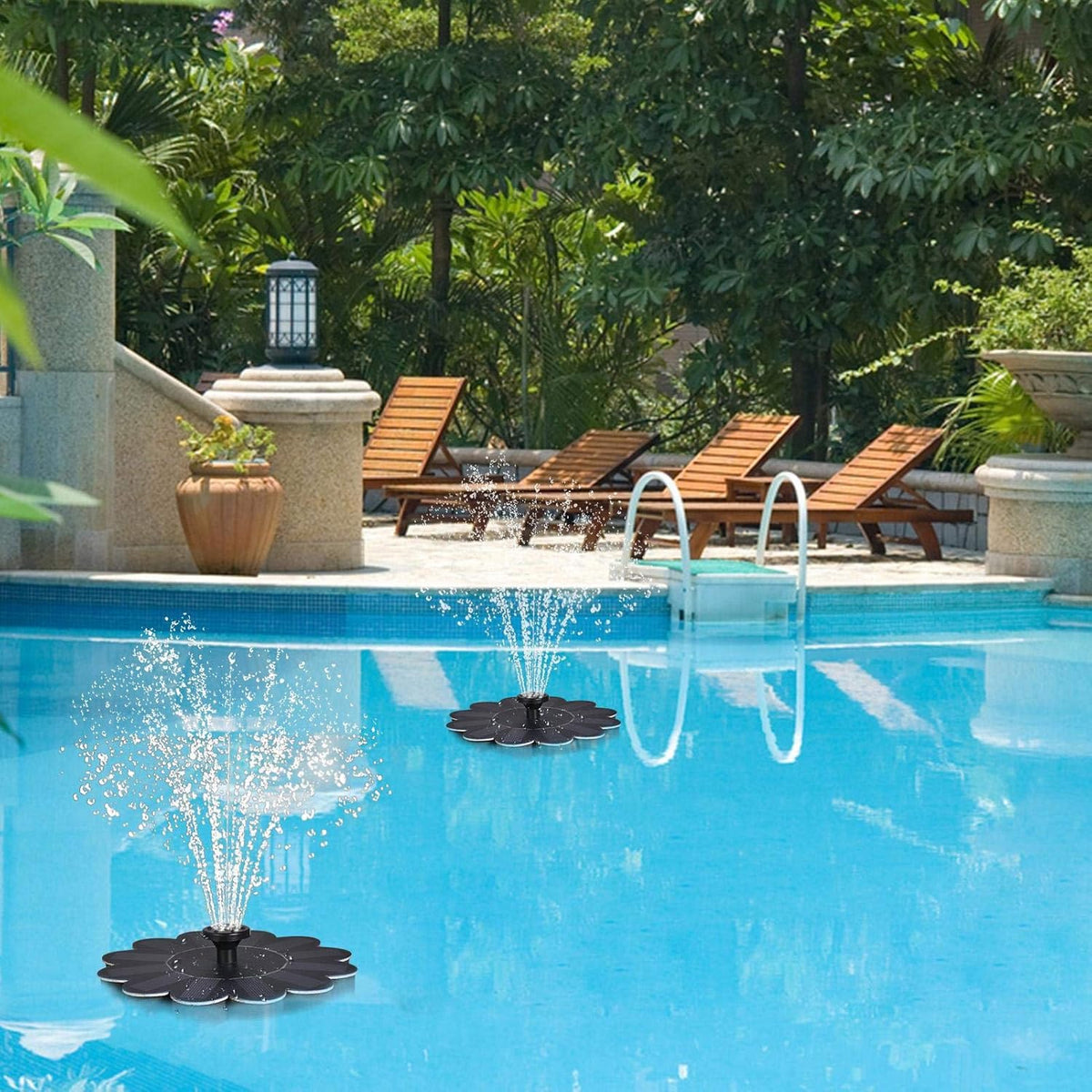Solar-Powered Floral Water Feature for Pools and Ponds