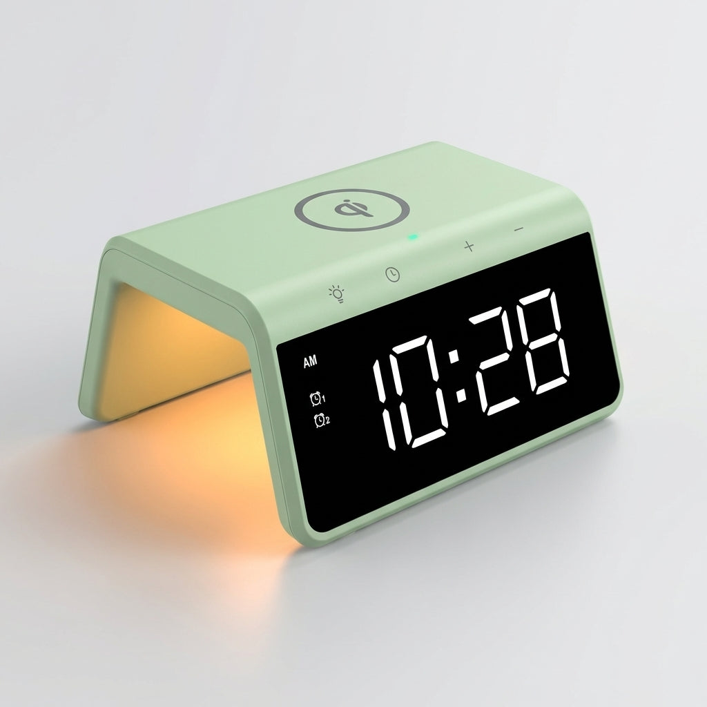 Smart Wireless Charging Alarm Clock with Dual Alarms & Ambient Light