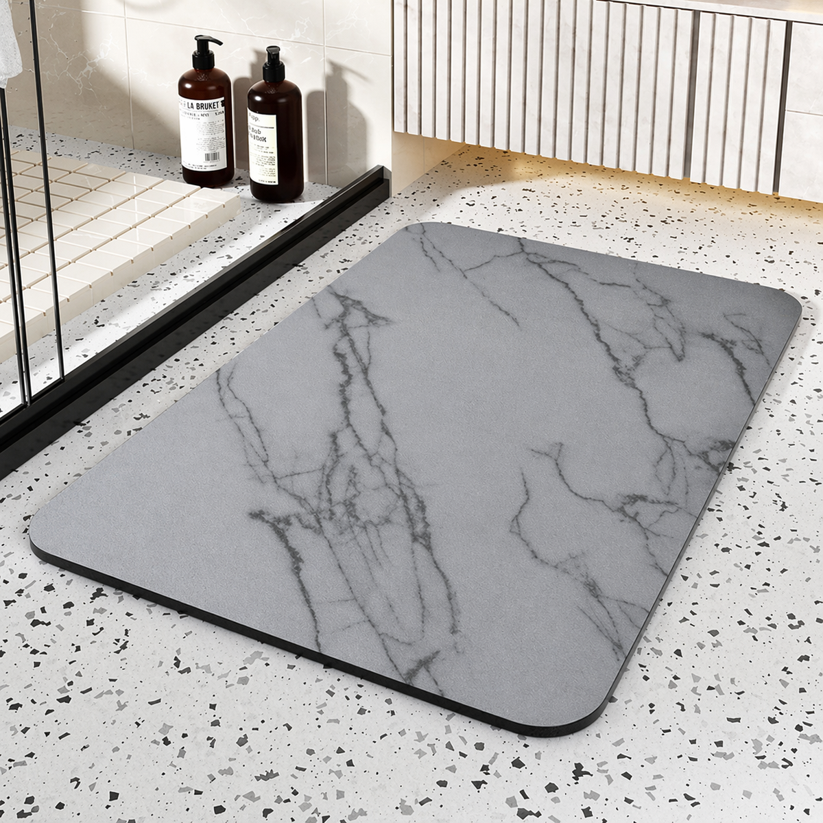 Ultra-Absorbent Bath Mat with Secure Grip | Chic Stone Look