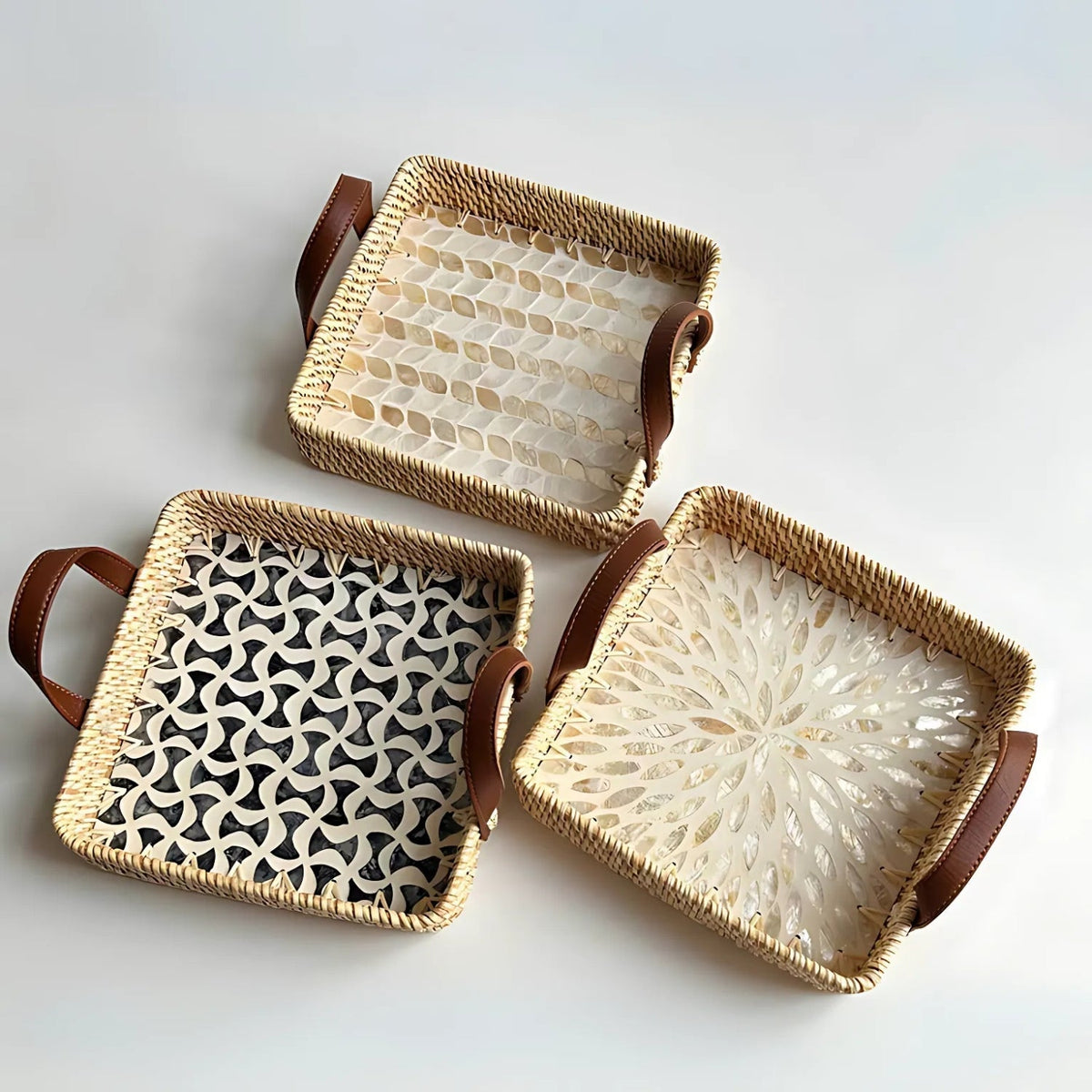 Handwoven Natural Rattan Storage Tray for Home