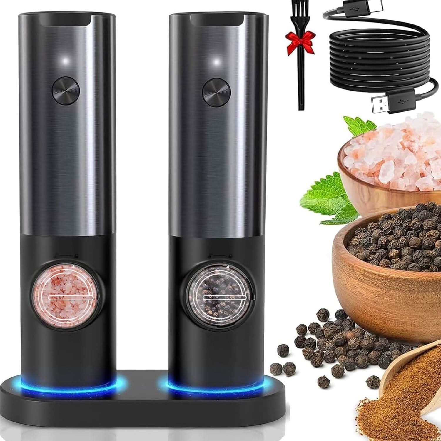 EasySavor – Rechargeable Electric Spice Grinder Set with Custom Grind Settings