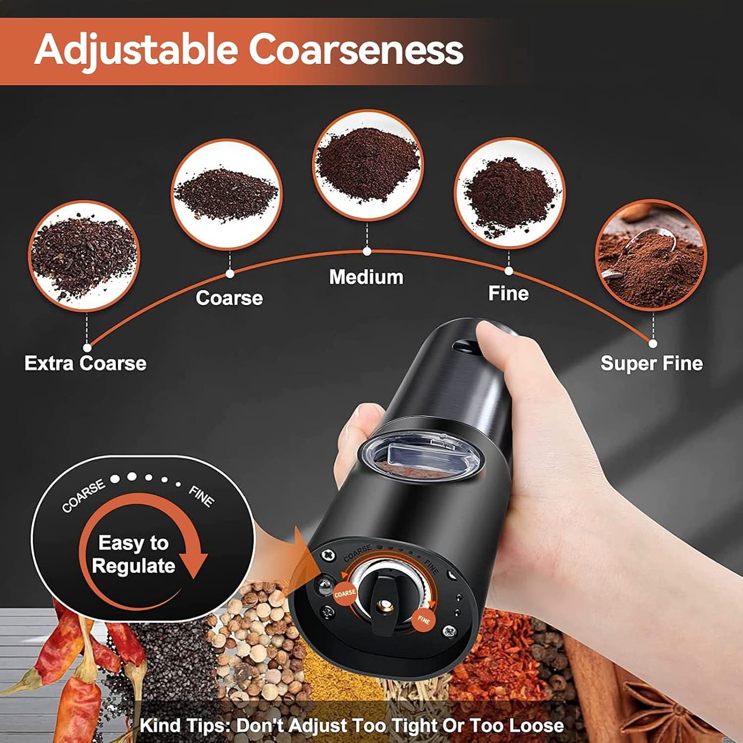 EasySavor – Rechargeable Electric Spice Grinder Set with Custom Grind Settings