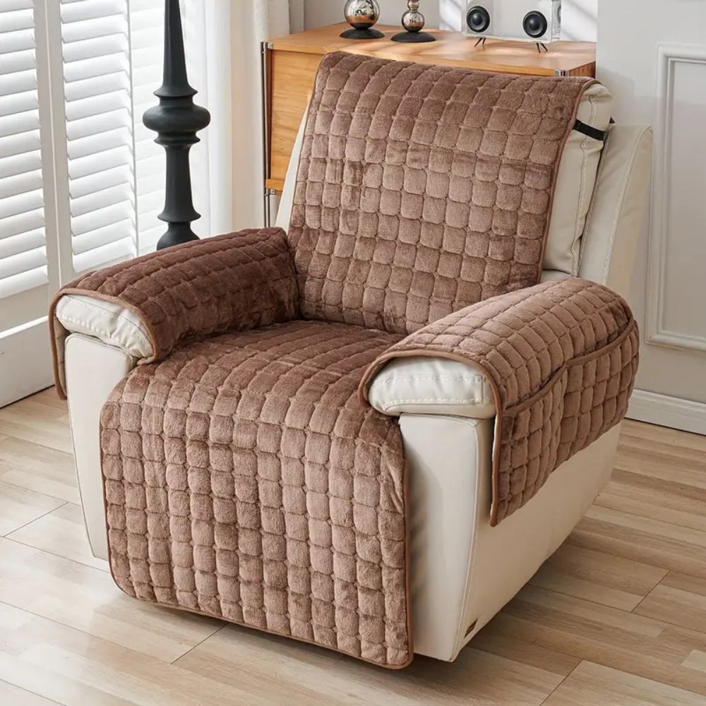 Protective Quilted Cover for Recliners with Storage Pocket