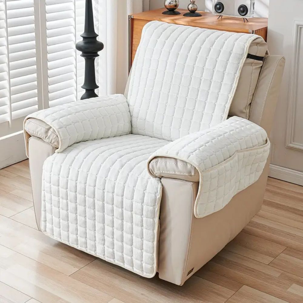 Protective Quilted Cover for Recliners with Storage Pocket