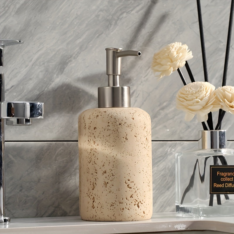 Soap Dispenser in Resin with Stainless Steel Pump - Stone Design