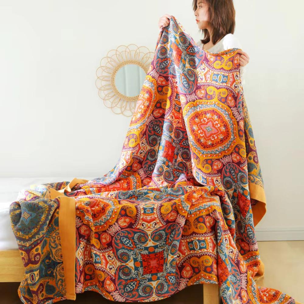 Dual-Sided Comfort Blanket | Soft Cotton for Year-Round Relaxation