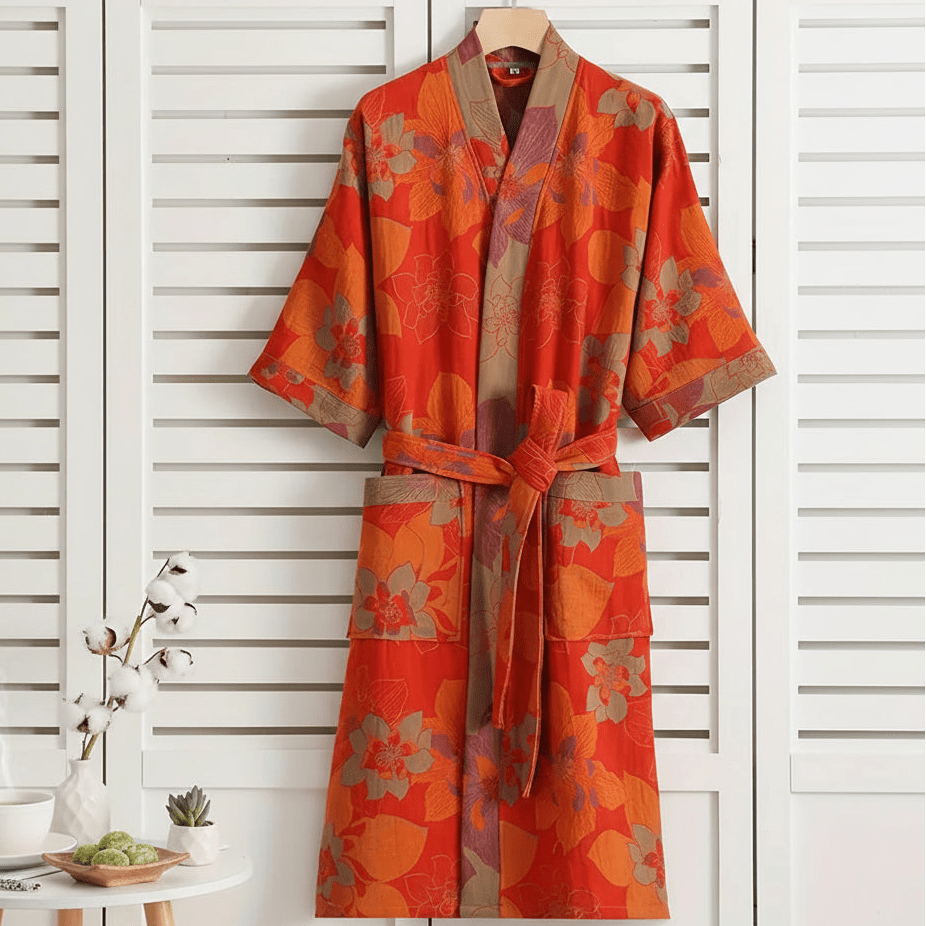 Dual-Sided Organic Cotton Lounge Robe for Ultimate Comfort
