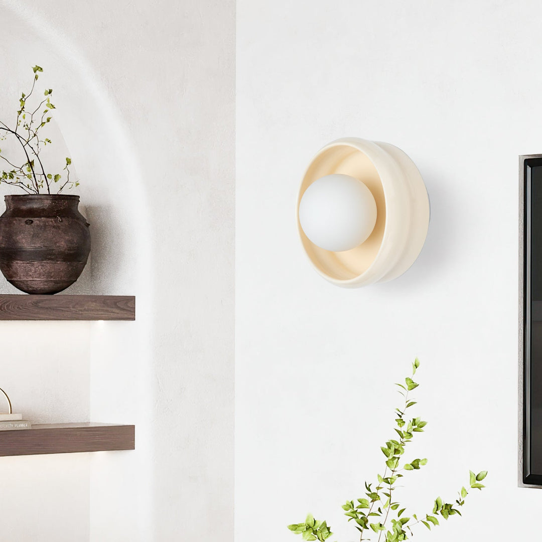 Ceramic Wall Light Fixture - Round Design