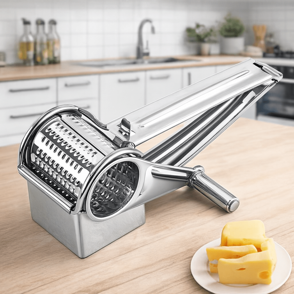 Versatile Manual Food Grater with Interchangeable Drums