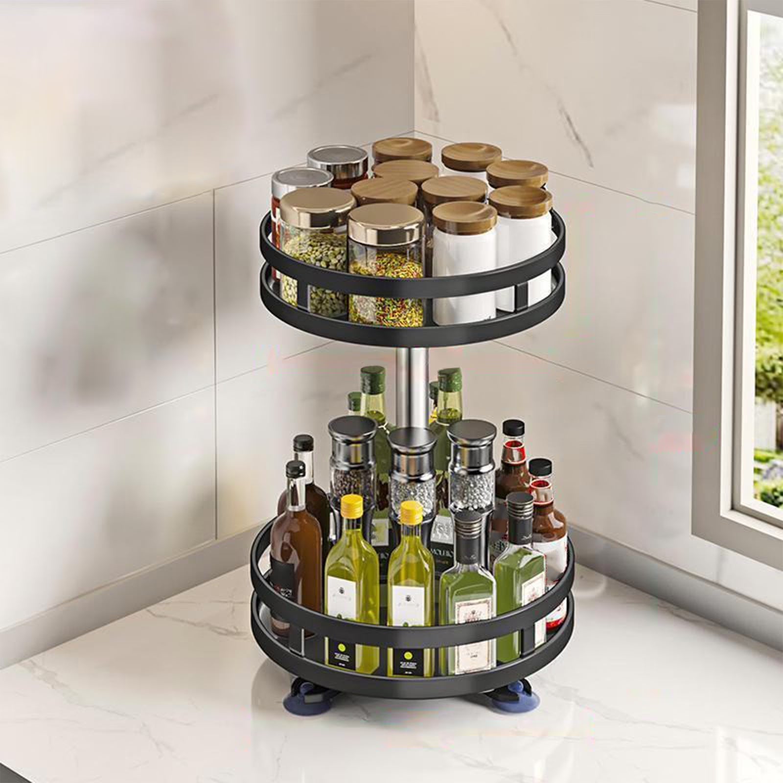 Versatile 360-Degree Rotating Storage Carousel in Steel