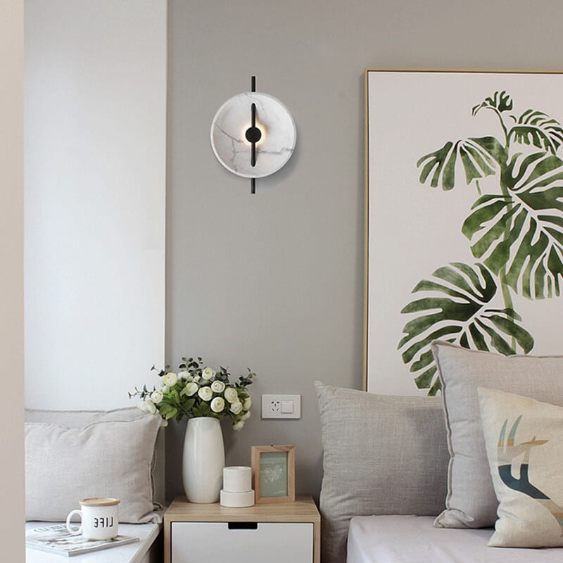 Marble-Style Round Wall Sconce