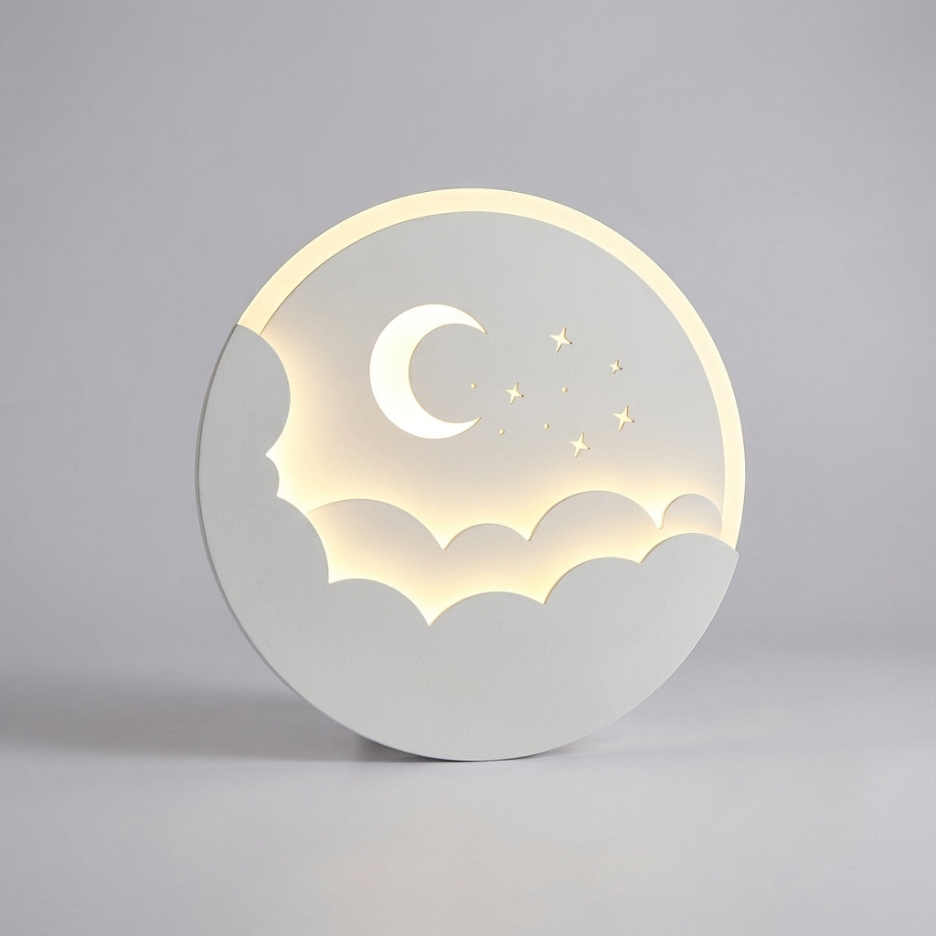 Wall Light with Round Moon and Star Design