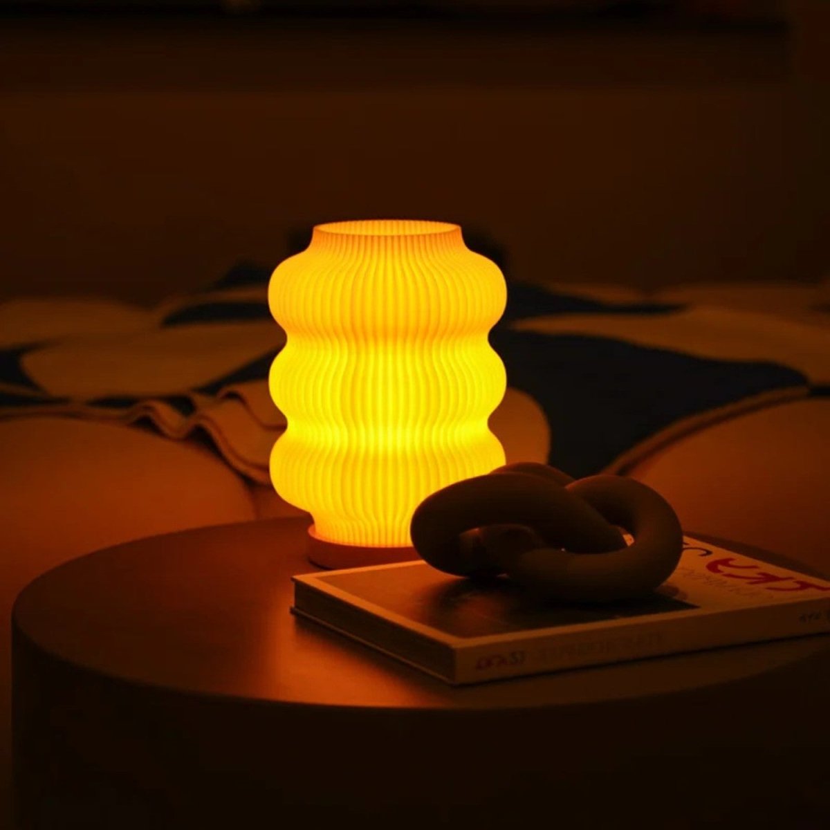 Elegant Ripple-Design LED Lamp for Cozy Indoor Ambiance