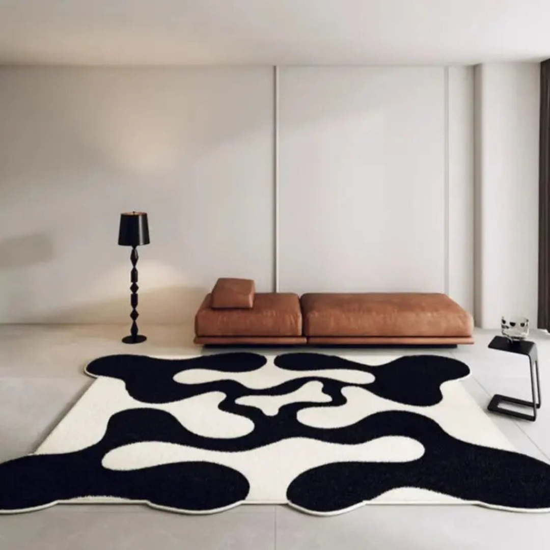 Stylish Black and White Indoor Rug with Non-Slip Design
