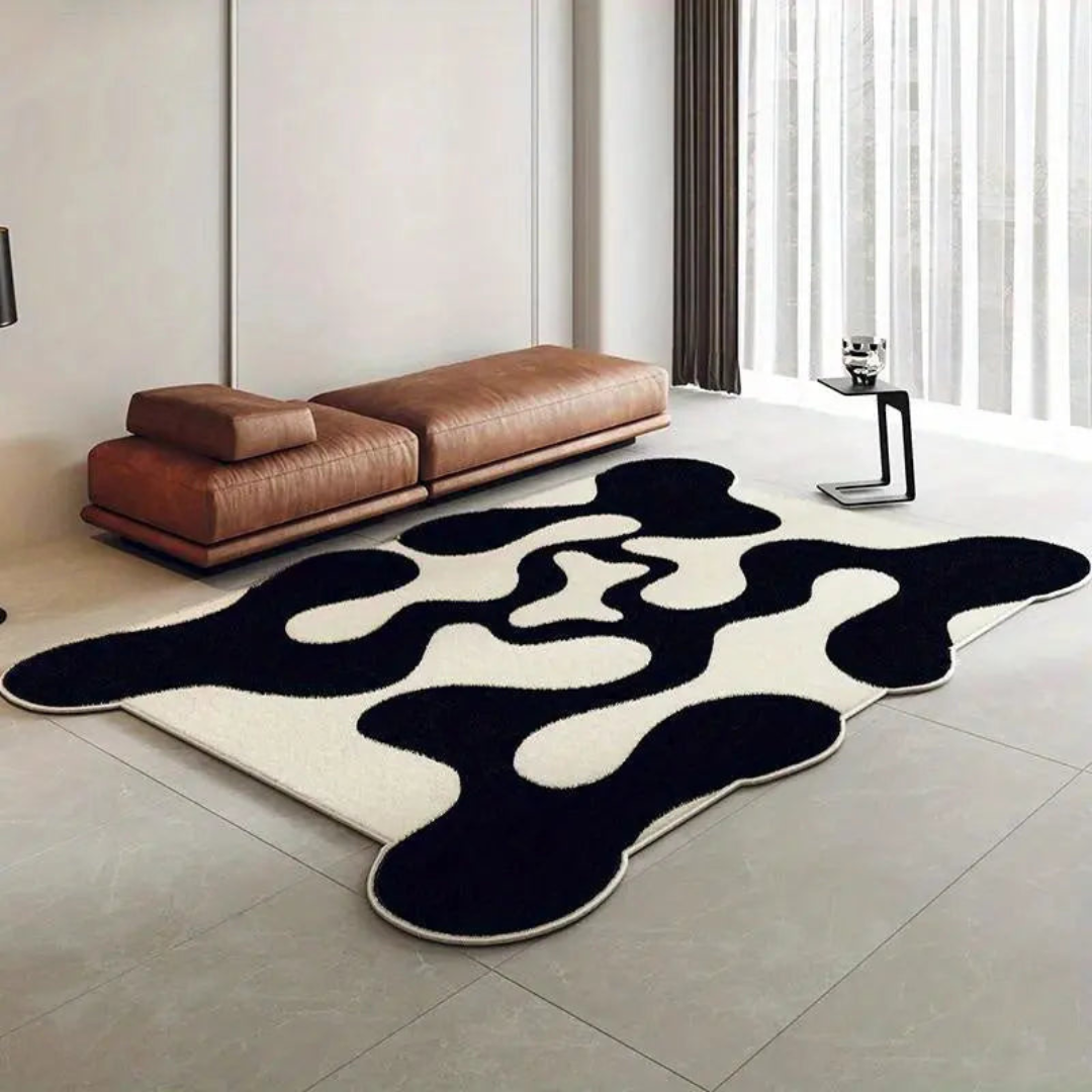 Stylish Black and White Indoor Rug with Non-Slip Design