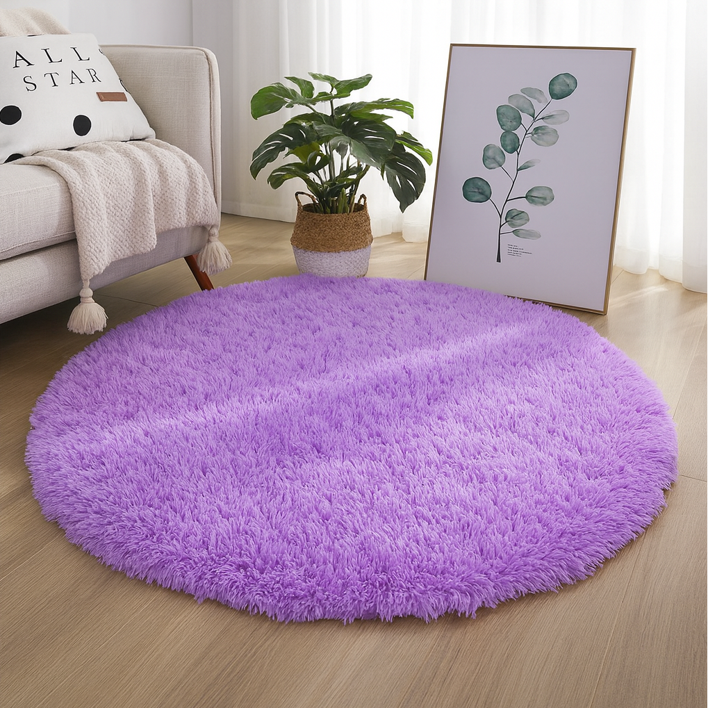 Elegant Round Area Rug in Luxurious Silk-Wool Blend