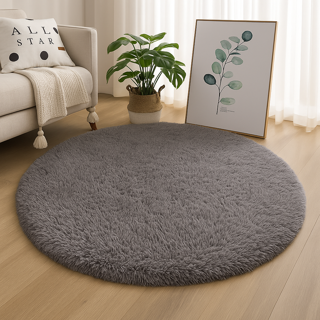 Elegant Round Area Rug in Luxurious Silk-Wool Blend