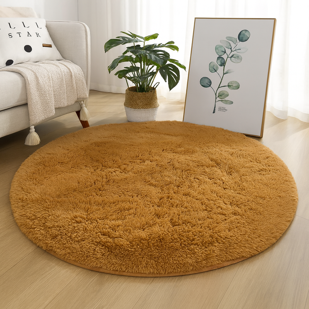Elegant Round Area Rug in Luxurious Silk-Wool Blend