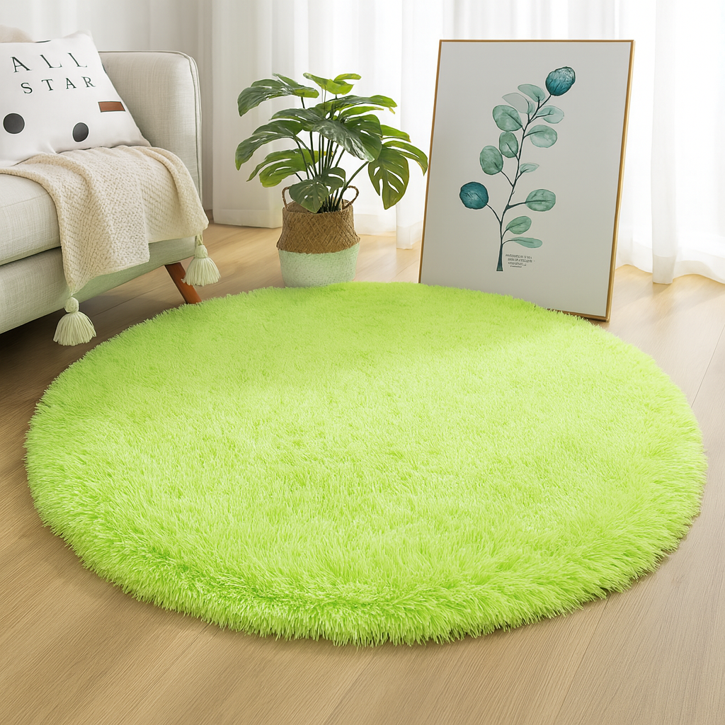 Elegant Round Area Rug in Luxurious Silk-Wool Blend