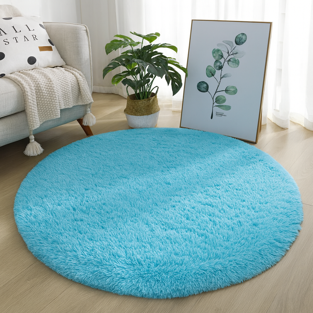 Elegant Round Area Rug in Luxurious Silk-Wool Blend