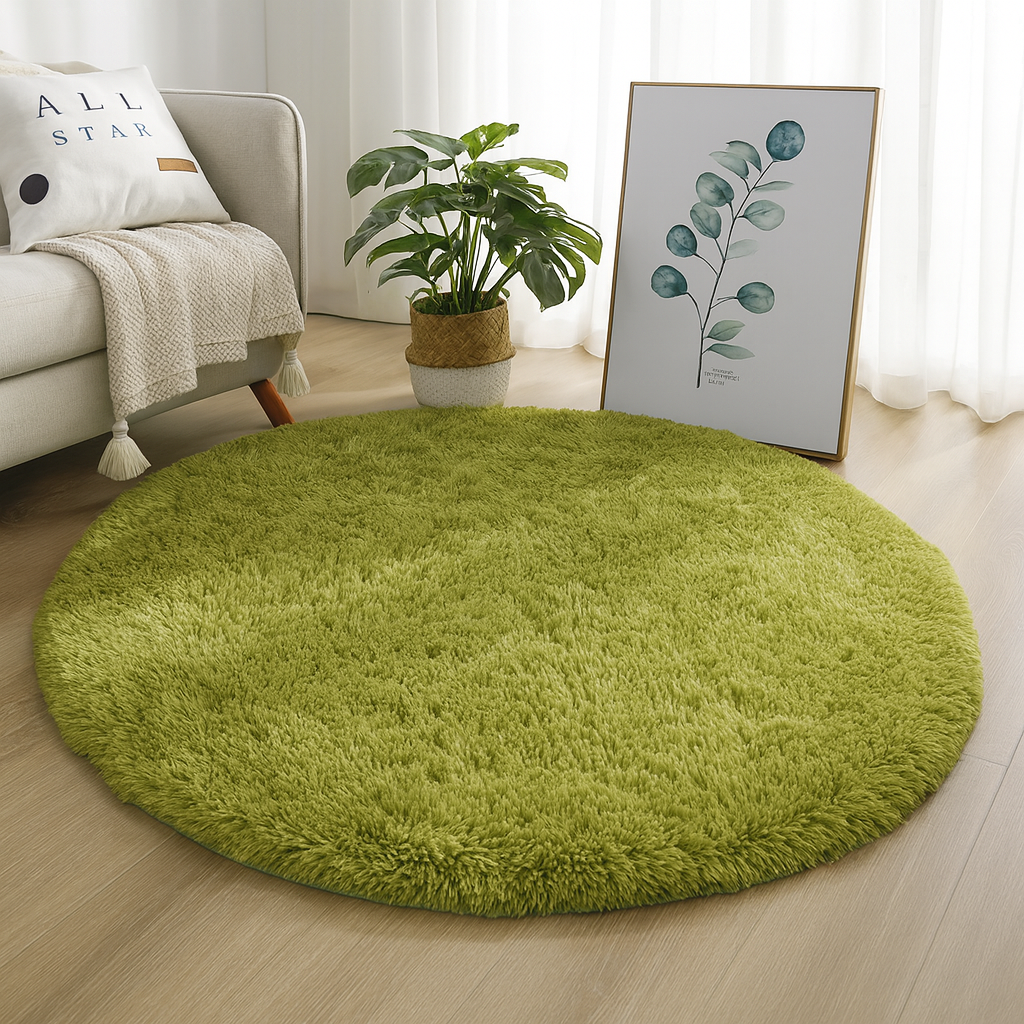 Elegant Round Area Rug in Luxurious Silk-Wool Blend