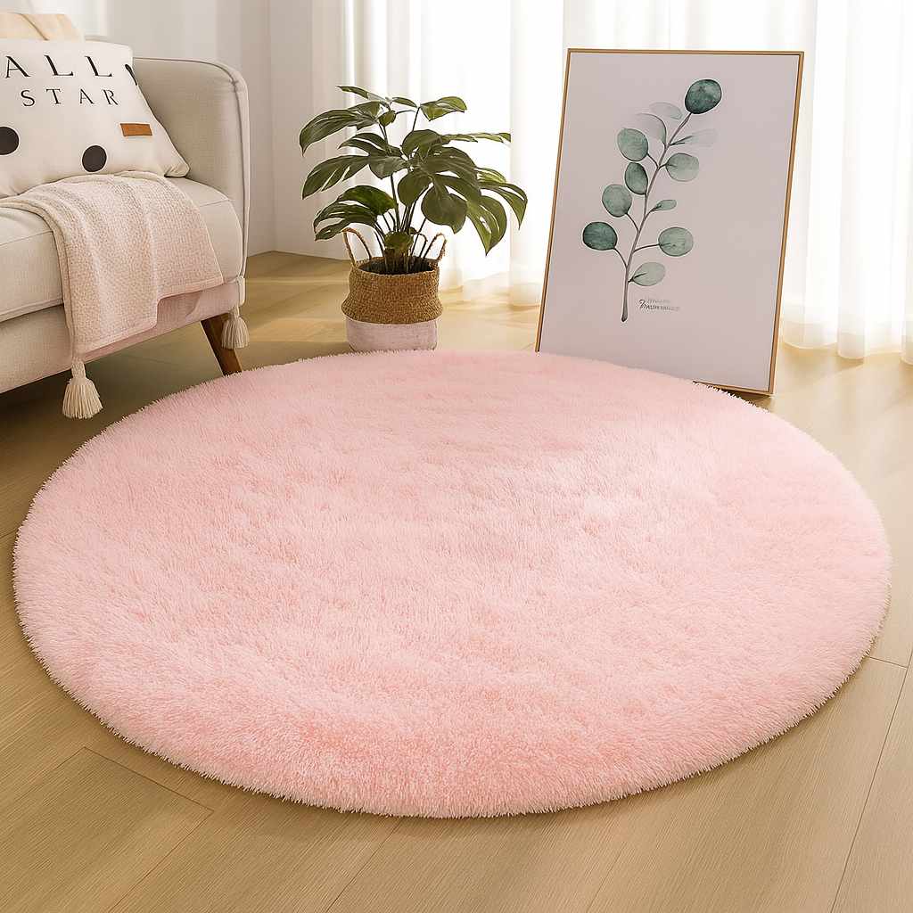 Elegant Round Area Rug in Luxurious Silk-Wool Blend
