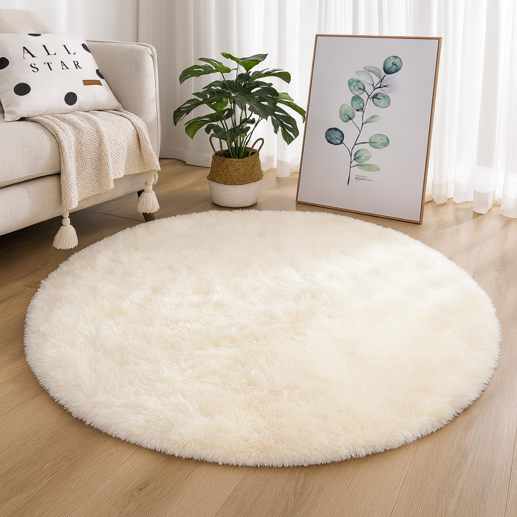 Elegant Round Area Rug in Luxurious Silk-Wool Blend