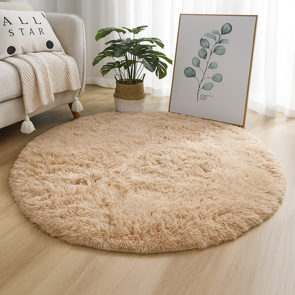 Elegant Round Area Rug in Luxurious Silk-Wool Blend