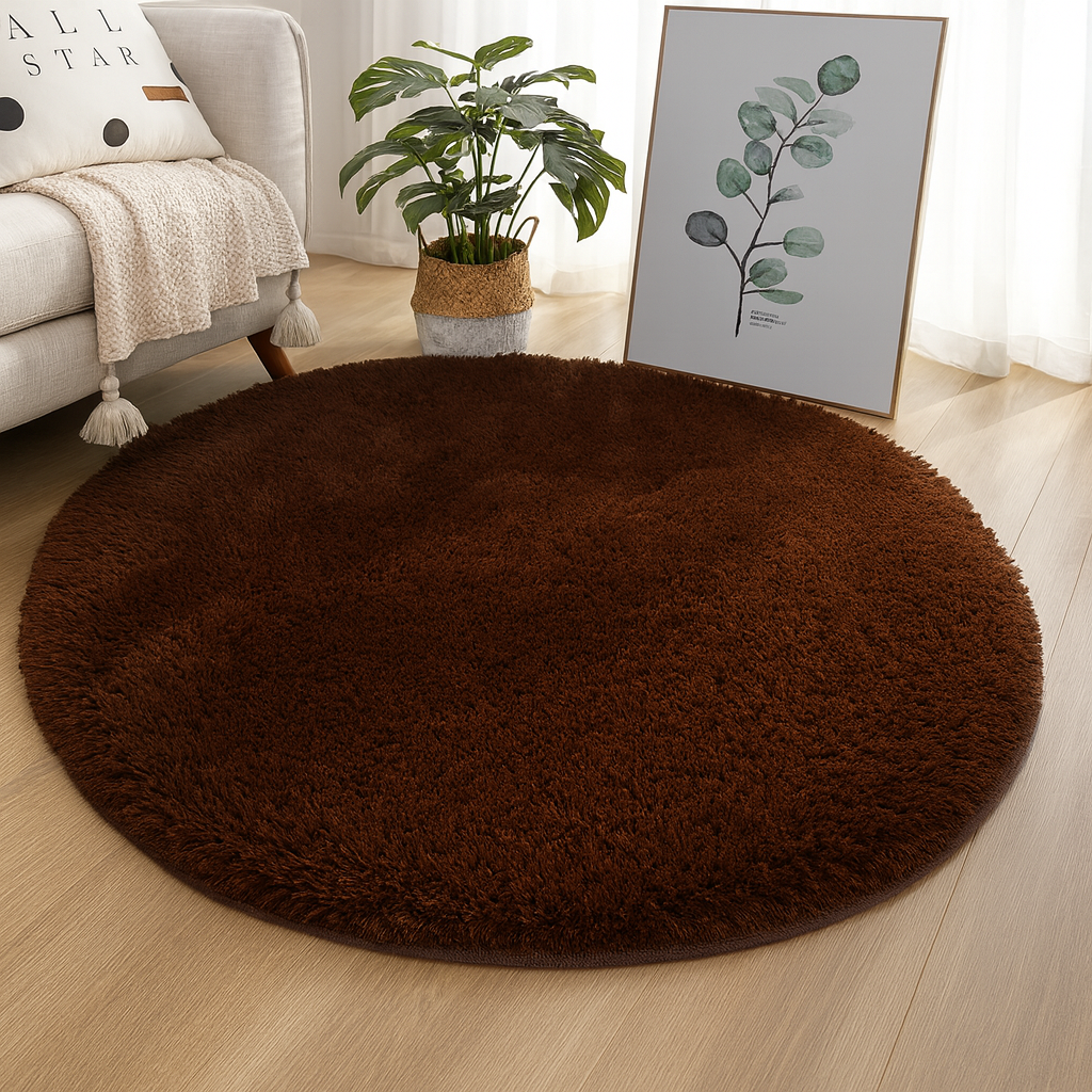 Elegant Round Area Rug in Luxurious Silk-Wool Blend
