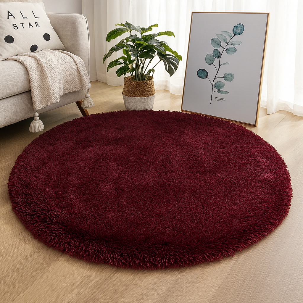 Elegant Round Area Rug in Luxurious Silk-Wool Blend