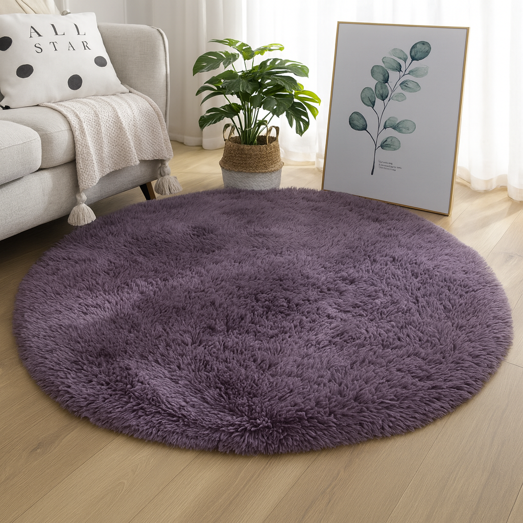 Elegant Round Area Rug in Luxurious Silk-Wool Blend