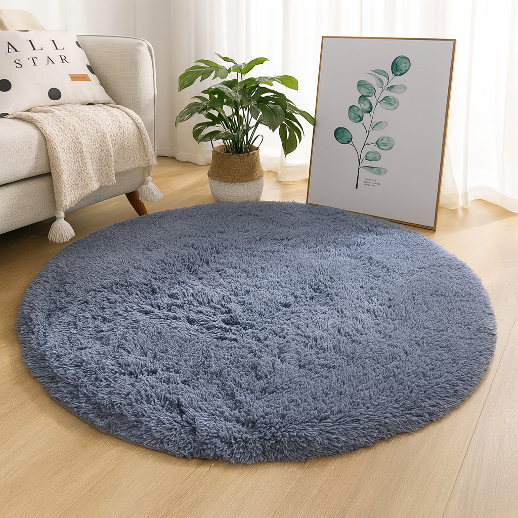 Elegant Round Area Rug in Luxurious Silk-Wool Blend