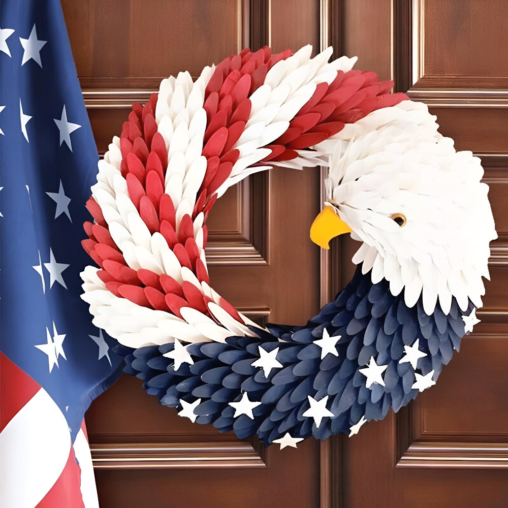 Patriotic Eagle Emblem Wreath | Handcrafted Seasonal Decor