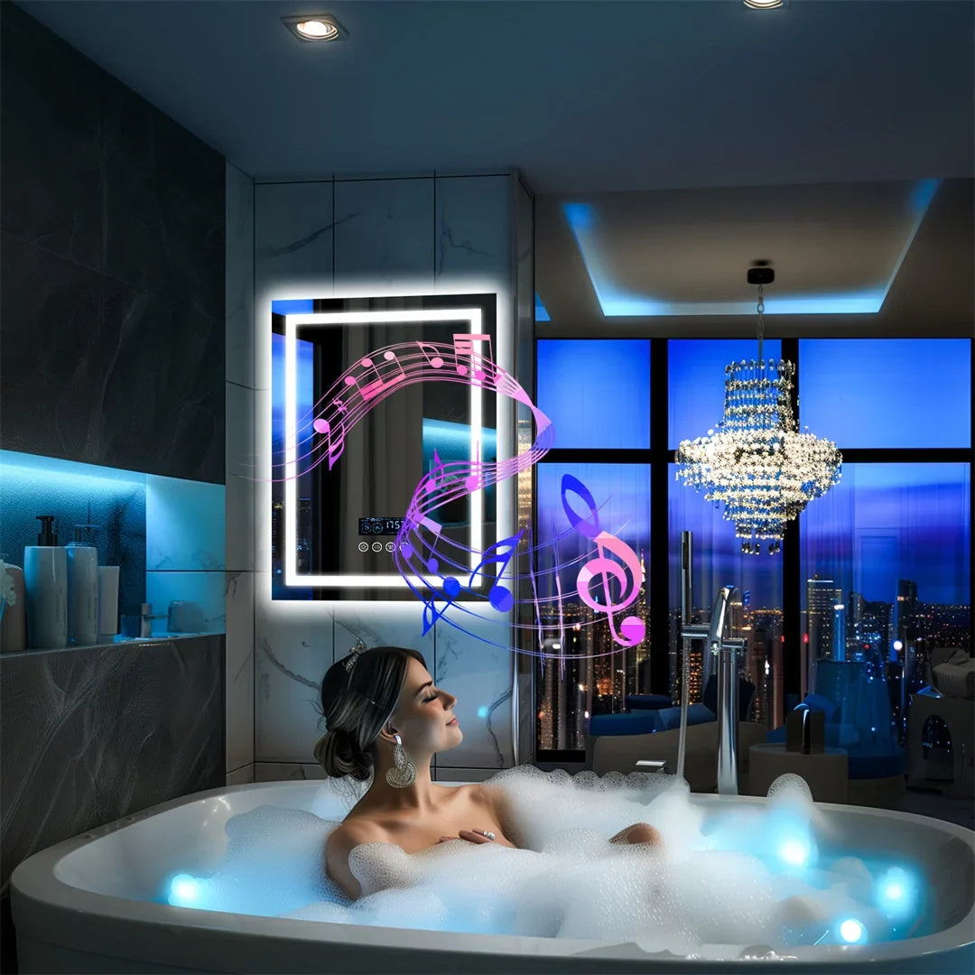 SmartGlow Bluetooth LED Bathroom Mirror 100x60cm – Anti-Fog Lighted Design