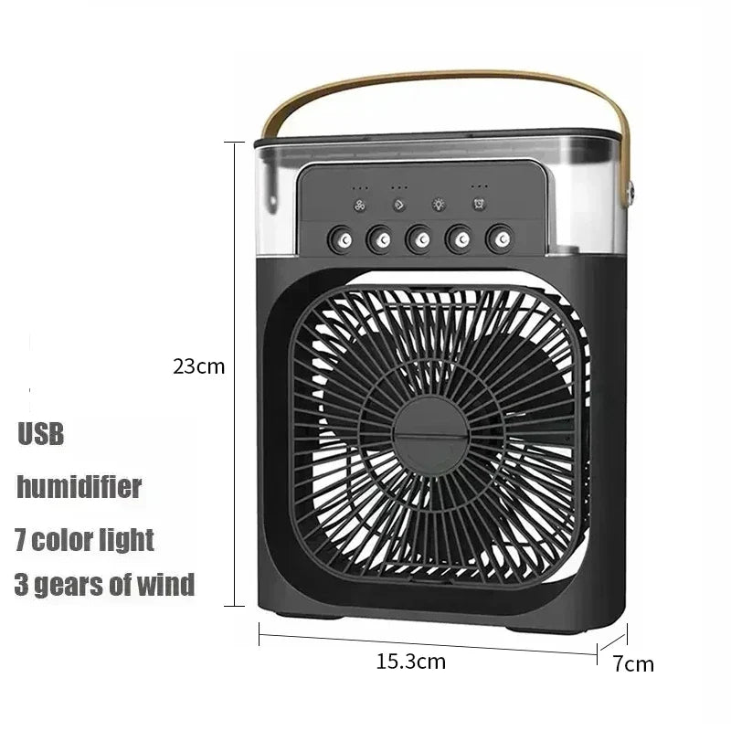 BreezeLight 3-in-1 Mini Air Cooler with Ambient Light – Versatile USB Cooling Fan for Home and Office