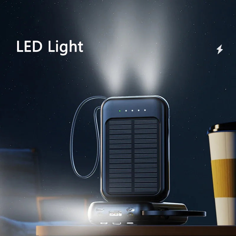 EcoCharge 200000mAh Solar Power Bank with Integrated Cables