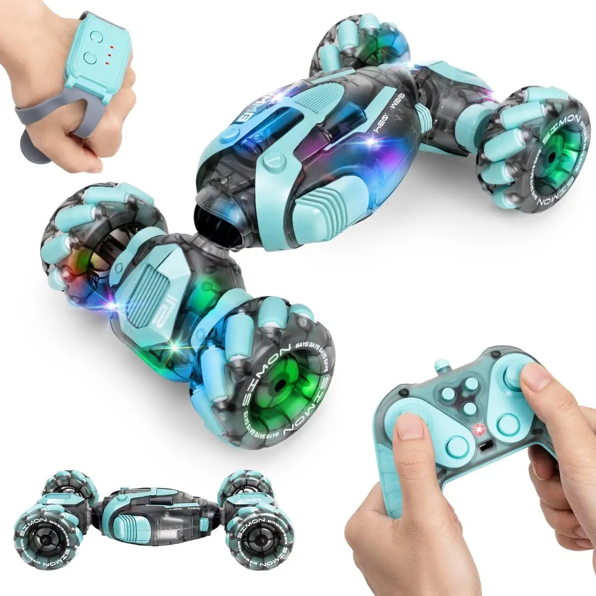 Dynamic Gesture-Controlled 4WD Stunt Racer – 360° Rotating RC Vehicle
