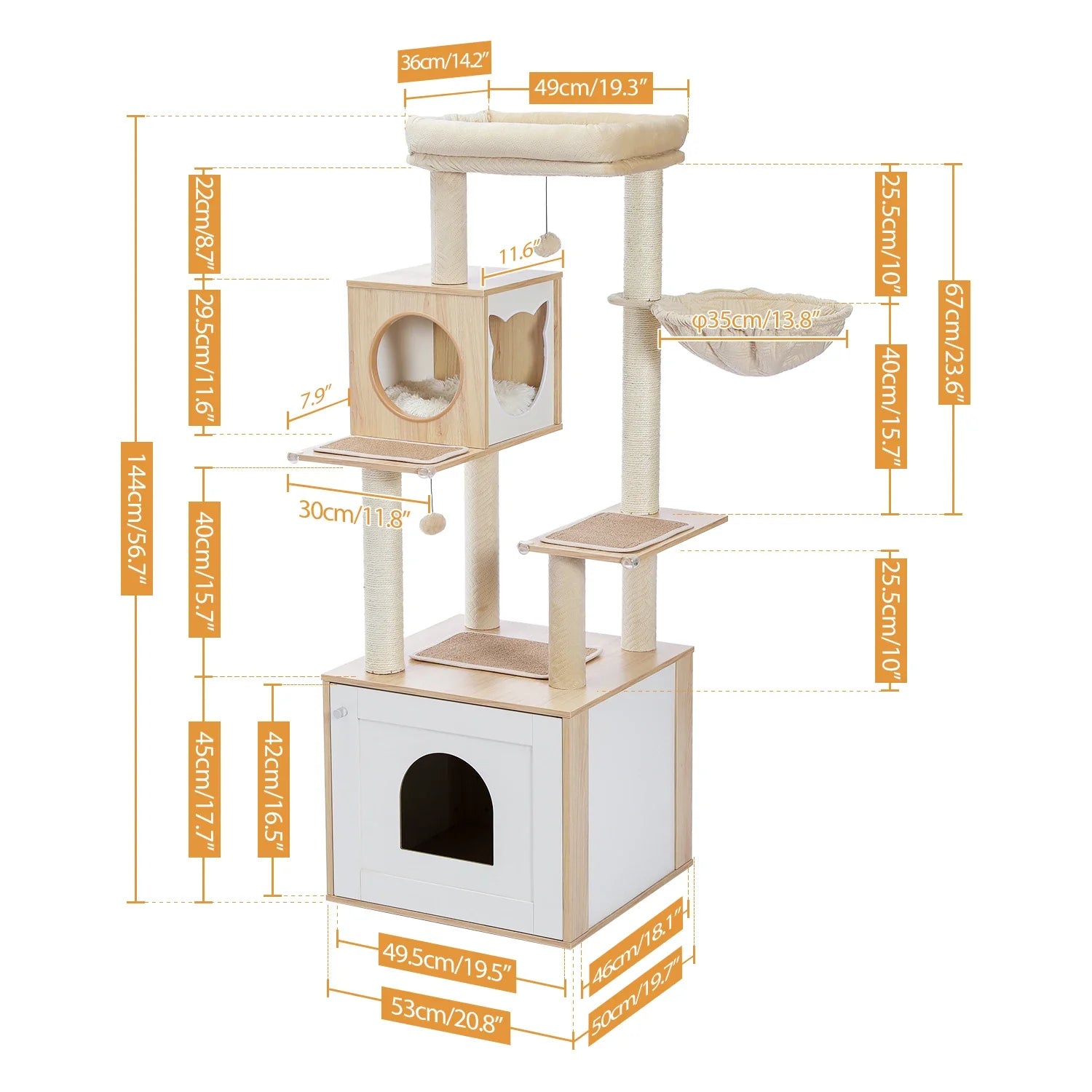 PurrNest 5-Tier Cat Haven | Multi-Level Wooden Cat Retreat with Scratch Posts & Comfortable Lounging Areas