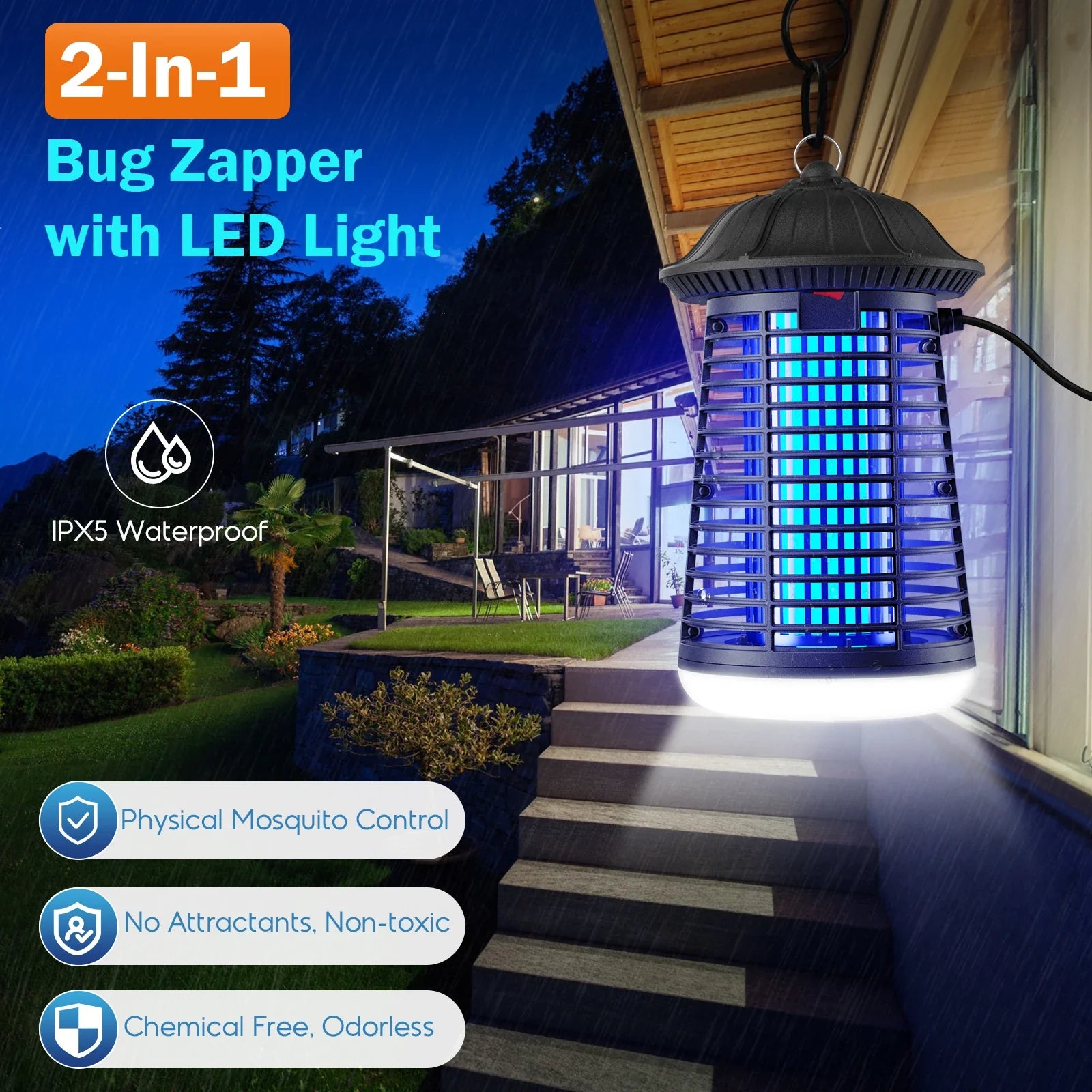 EcoShield Electric Insect Zapper with LED Light – Dual-Use Bug Trap