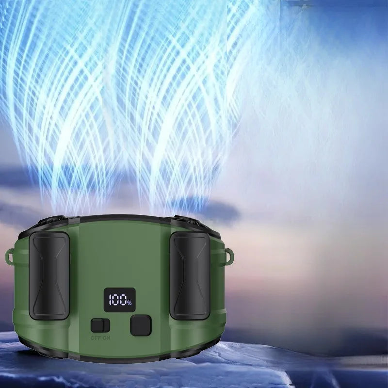 Neck and Waist Fan with Dual Air Outlets for Outdoor Use
