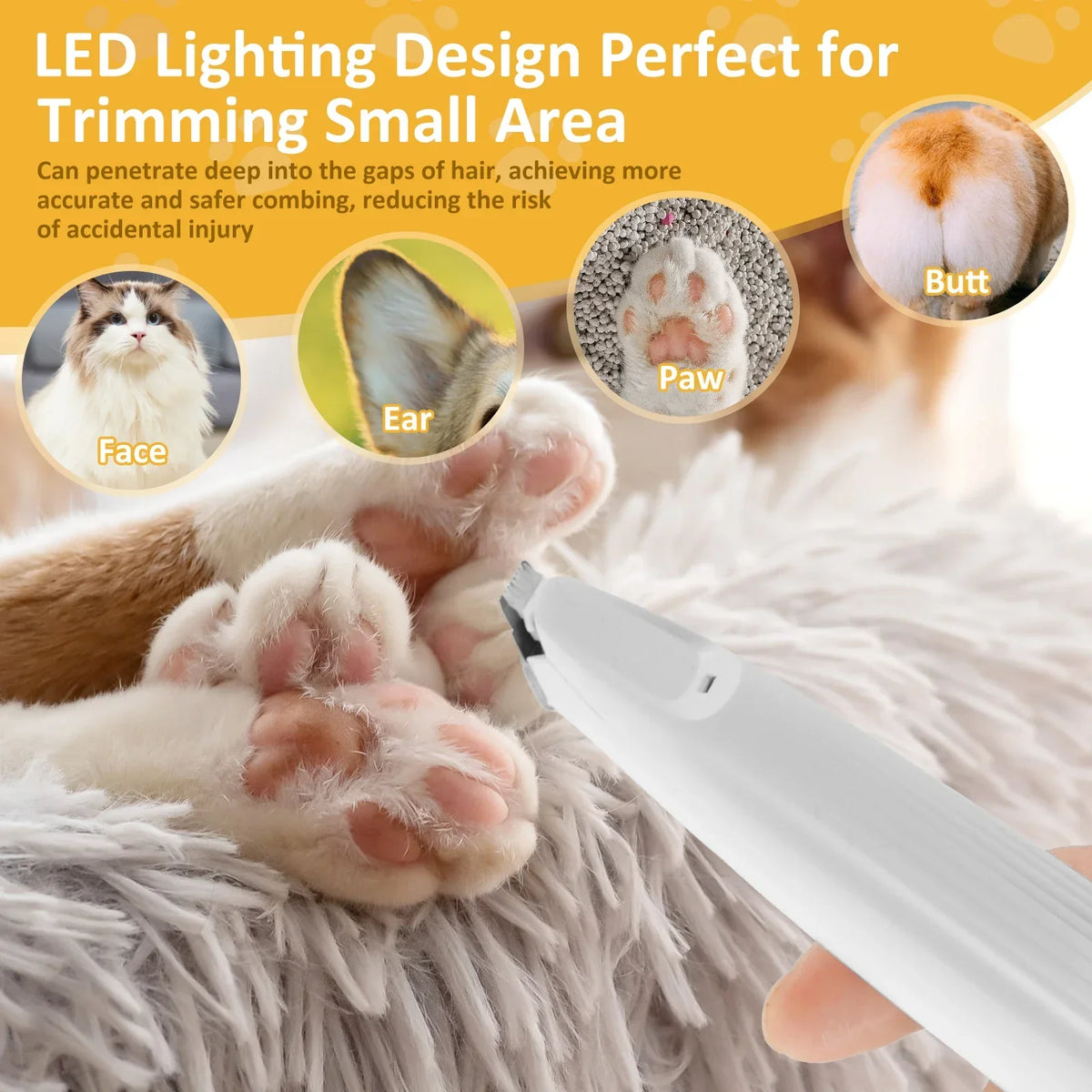 PawPerfect LED Pet Trimmer – Cordless, Quiet & Waterproof Grooming Tool