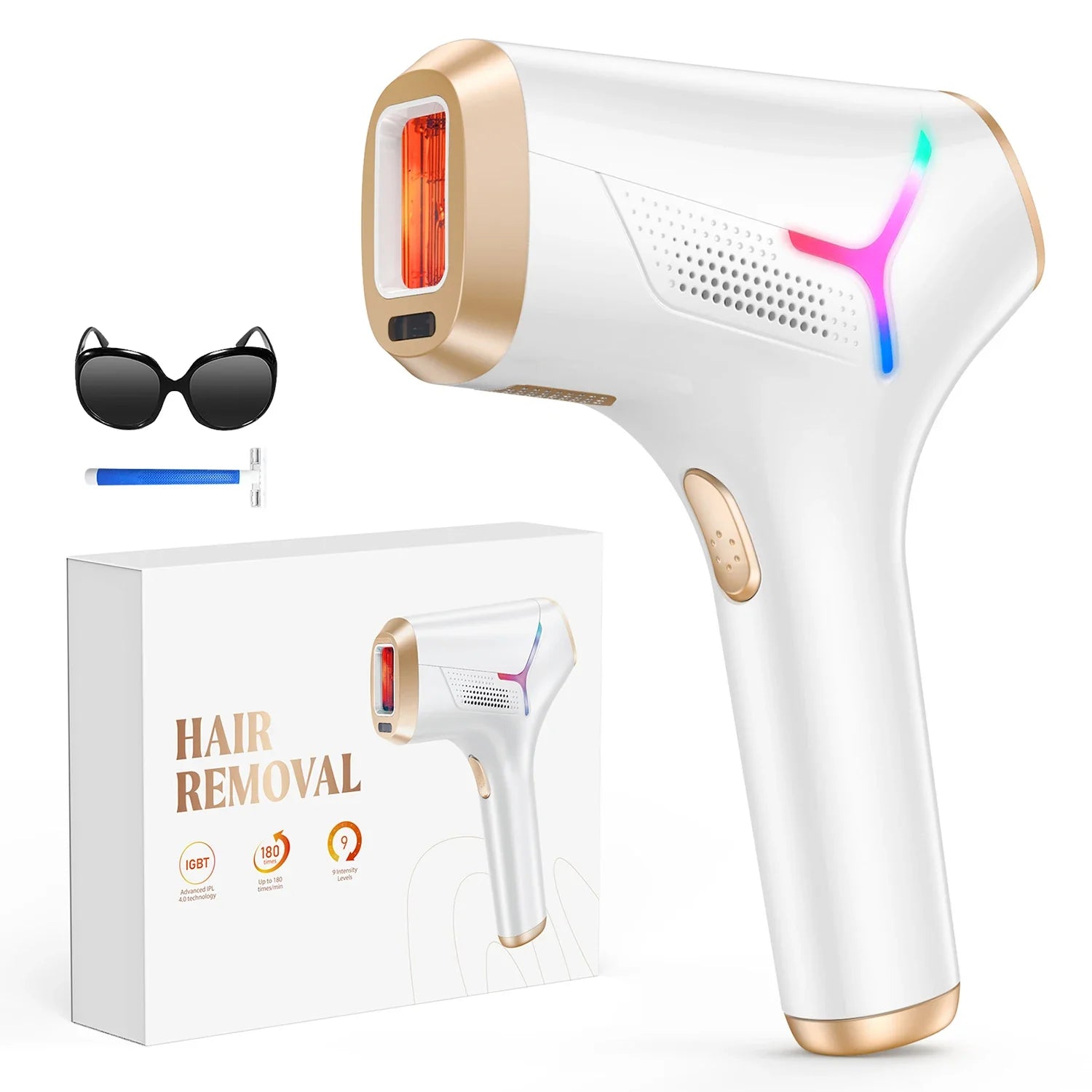 LuminEase IPL Hair Removal System with 990,000 Flashes – At-Home Hair Remover for Face & Body with Trimmer Accessory