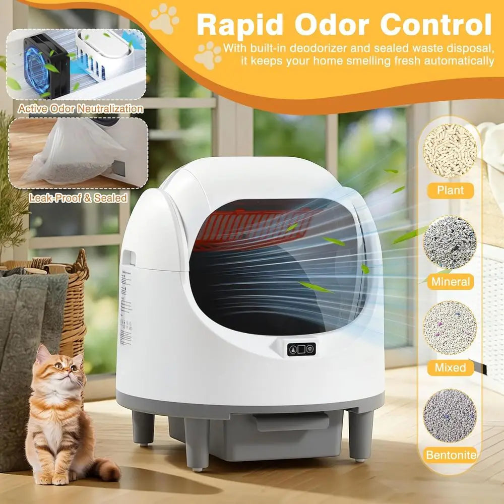 PurrClean Smart Self-Cleaning Cat Litter Solution | Wi-Fi Enabled with Safety Sensors & Superior Odor Control | Ideal for Multi-Cat Households