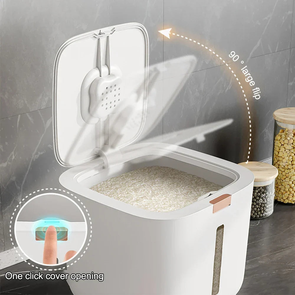 Airtight Rice Storage Container 5–10kg with Measuring Cup – Moisture & Insect Proof